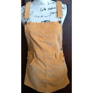 Corduroy Overall Mini Casual Dress Gold Earth tone Mustard Fall Autumn Sz Small